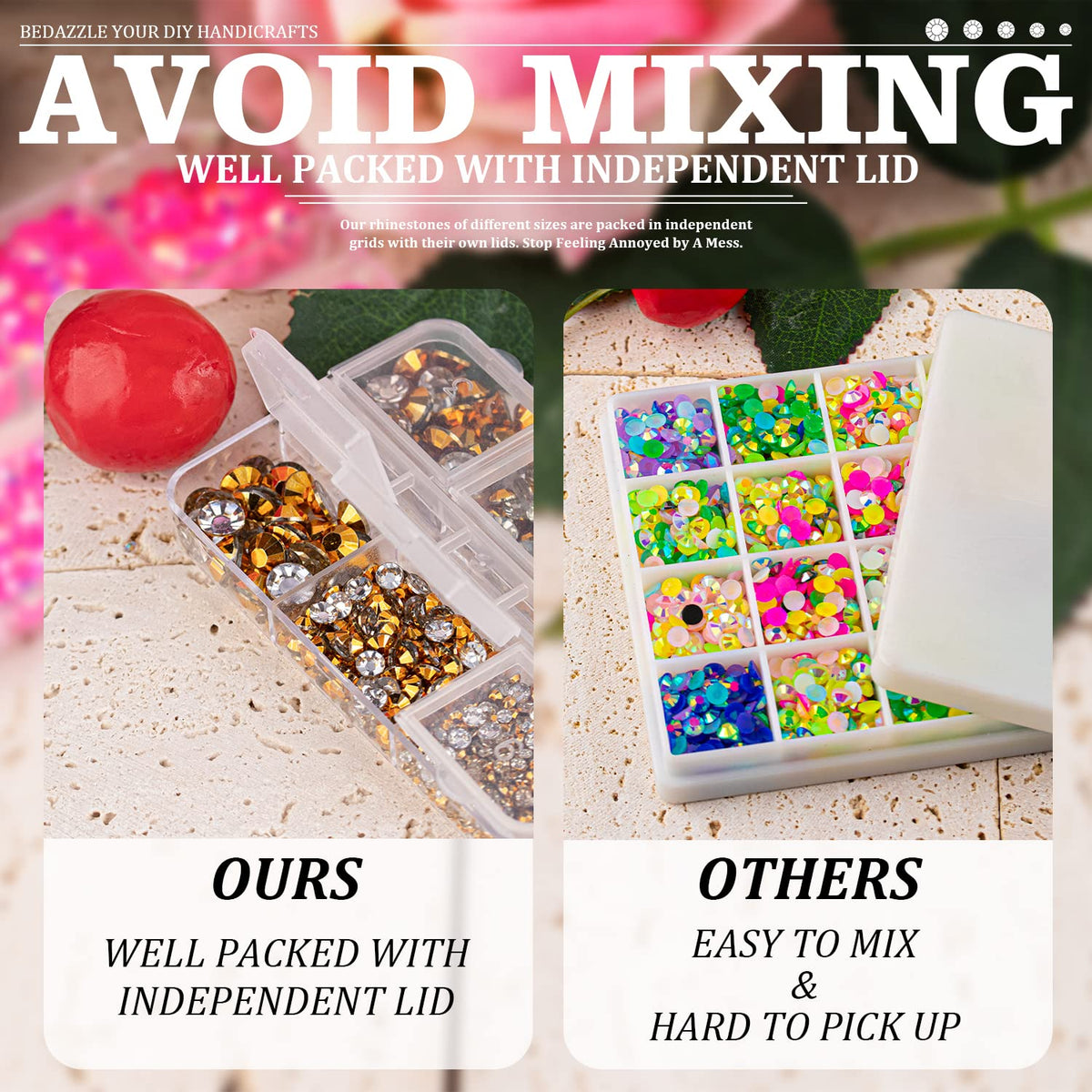 Resin Rhinestones Crafting, 2/3/4/5/6mm Flatback Jelly Rhinestones, 3 Box Mineral Gold Non Hotfix Crystal Gems for Bedazzling Crafts Mugs Tumblers Clothes Makeup Nail
