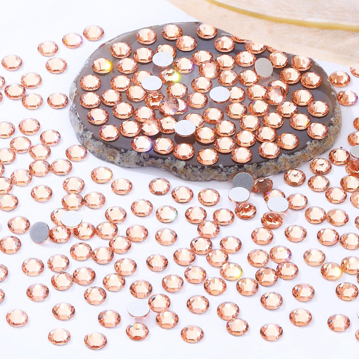 Champagne Flatback Rhinestones, Glass Rhinestones for Nail Art and Craft, Glue Fix, Loose Crystal Gemstones(Champagne, SS12, 2880pcs, 2.9-3.0mm)