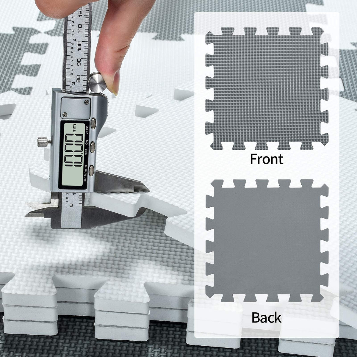 qqpp EVA Rubber 18 Tiles Interlocking Puzzle Foam Floor Mats - Baby Play Mat for Playing | Exercise Mat for Home Workout. Beige. QC-Jb18N