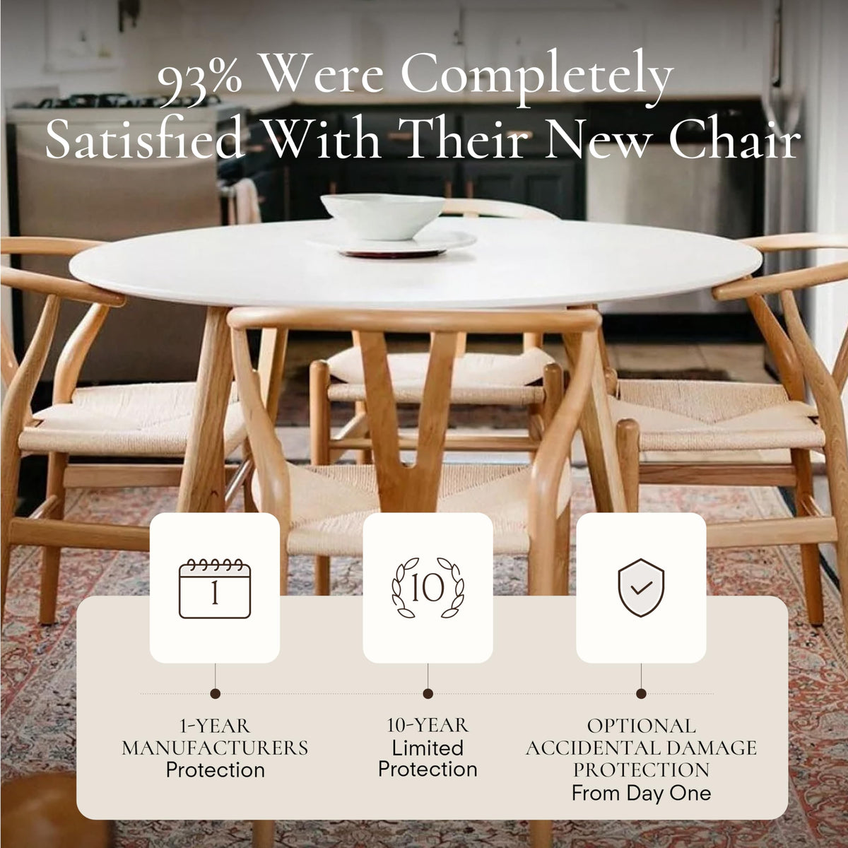 Poly and Bark Weave Modern Wooden Mid-Century Dining Chair, Hemp Seat, Natural (Set of 2)