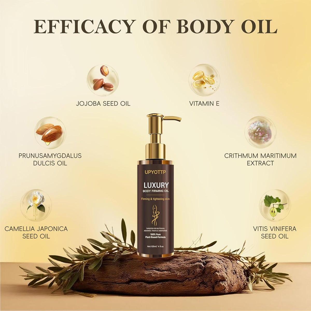 Magic Body Firming Oil, Luxury Body Oil for Skin Firm Tighten, Hydrating & Nourishing Dry Skin-With Jojoba,Vitamin E and Camellia Oil Natural Ingredent(4.06 FL OZ)
