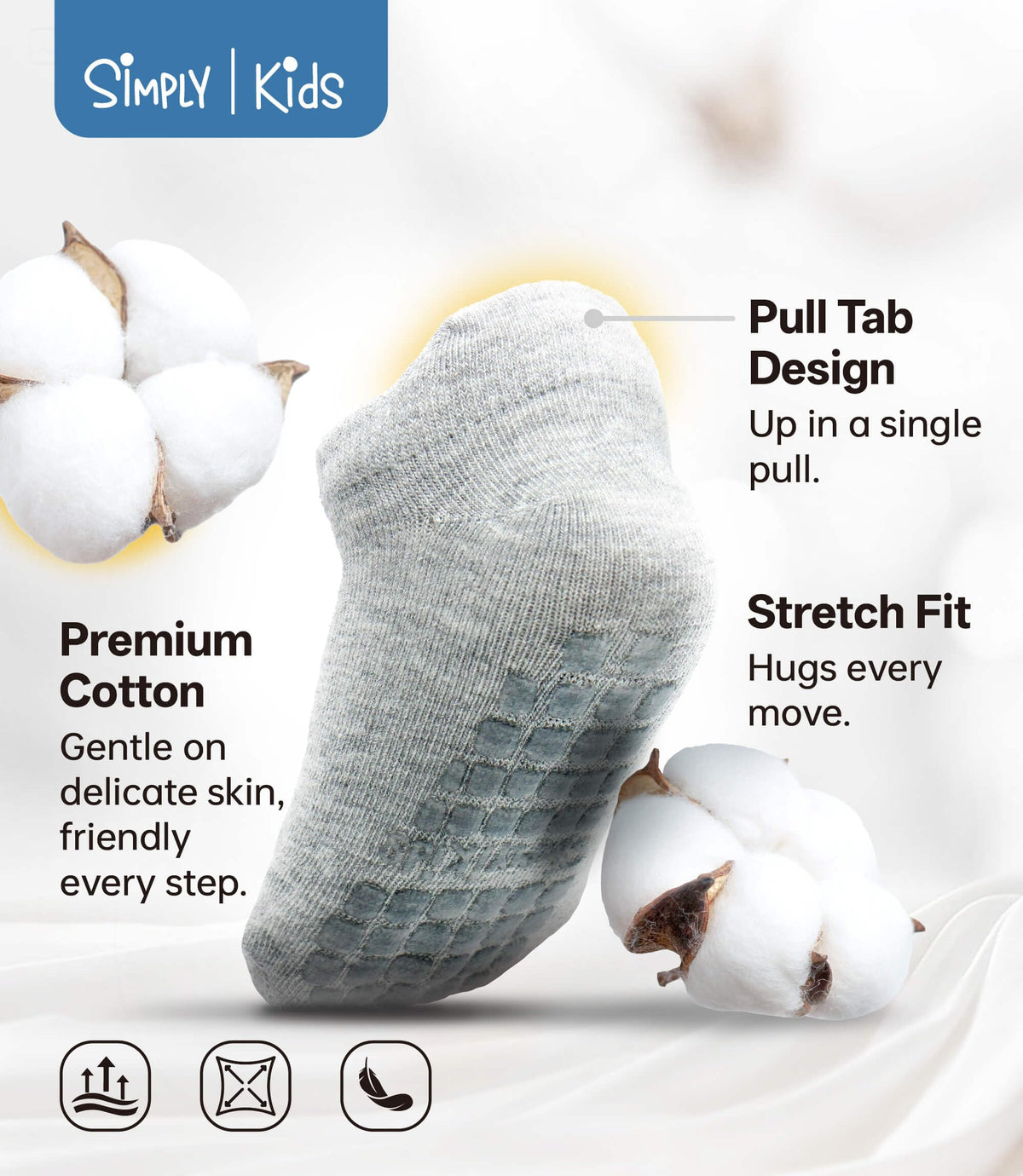 Simply Kids Toddler Socks with Grippers for Boy and Girl 1t-2t 2t-3t, Non Slip Baby Grip Socks for 12-18 18-24 Months