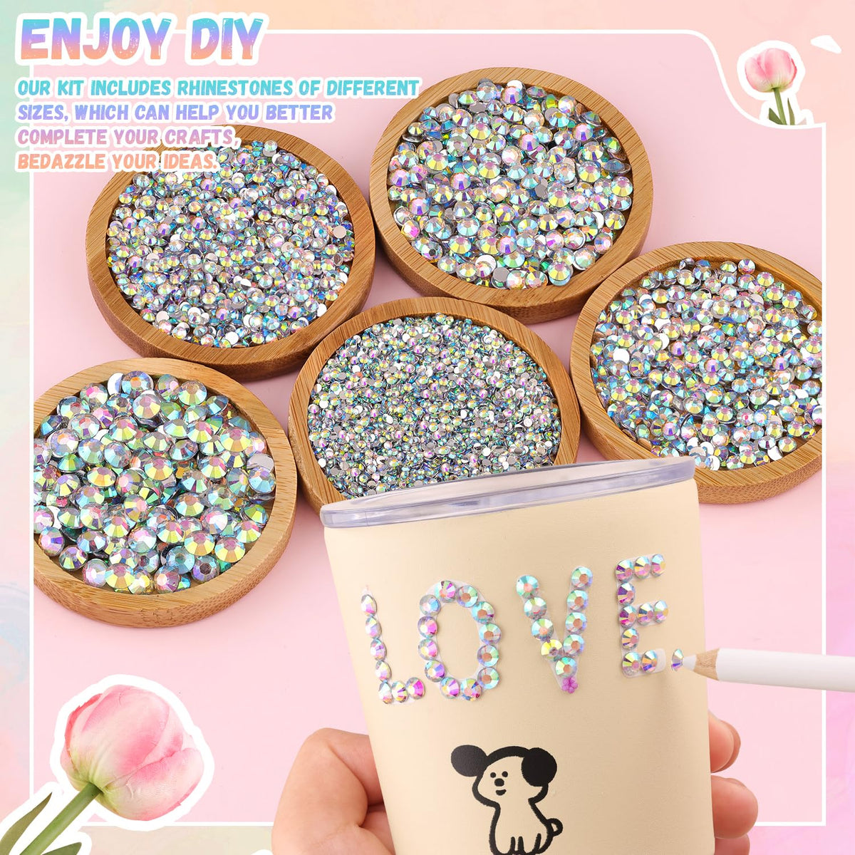 30000Pcs Resin AB Rhinestones for Bedazzling Crafting with b7000 Jewelry Glue, Bulk Flatback Gems Bedazzler Kit for Crafts Clothes Shoes Fabric Nail Diamond Art, Assorted Size 2/3/4/5/6mm