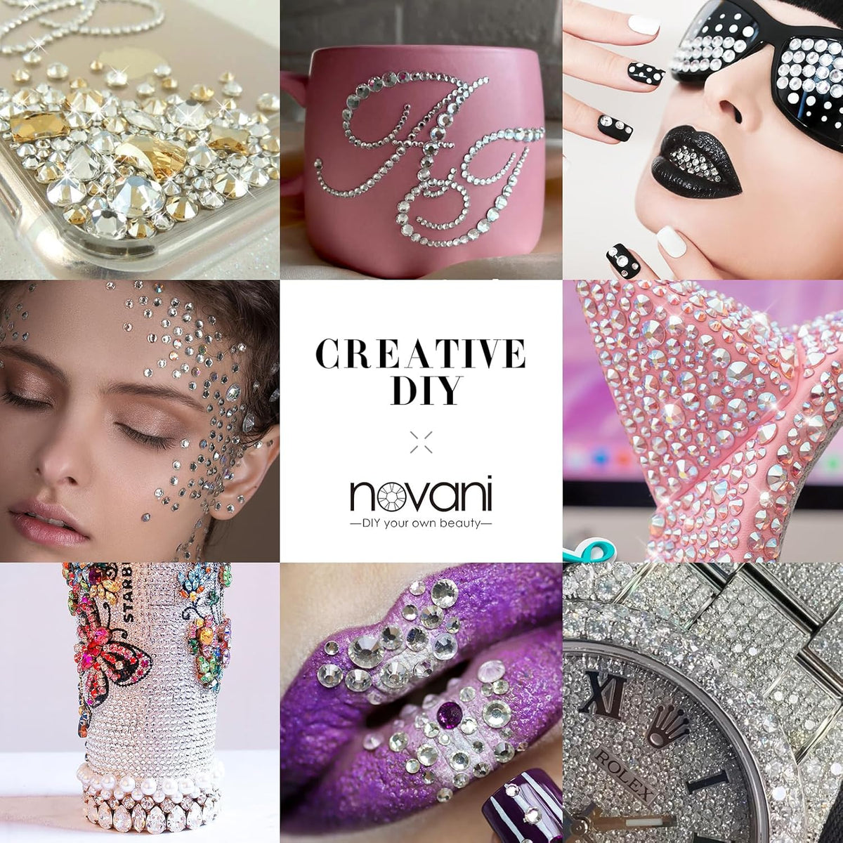 Novani Clear Rhinestones Flat Back Round Rhinestone Style 2088 Sparkly Crystal Gemstones for Nail Art and Crafting,Mix Size(SS6-SS40)