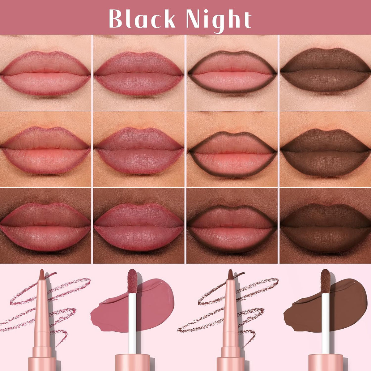 2 PCS Lip Liner and Lip Stain Combo Set, High Pigmented Long Lasting Velvet Lip Tint, Well-Defined Lipliner, Weightless Waterproof Not Animal Tested, Matte Finish Makeup
