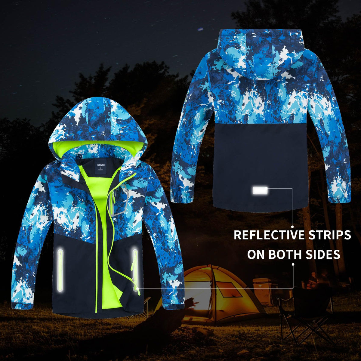 MGEOY Boys Rain Jacket Lightweight Waterproof Hooded Fleece Lined Raincoat Windbreakers for Kids Blue 7/8