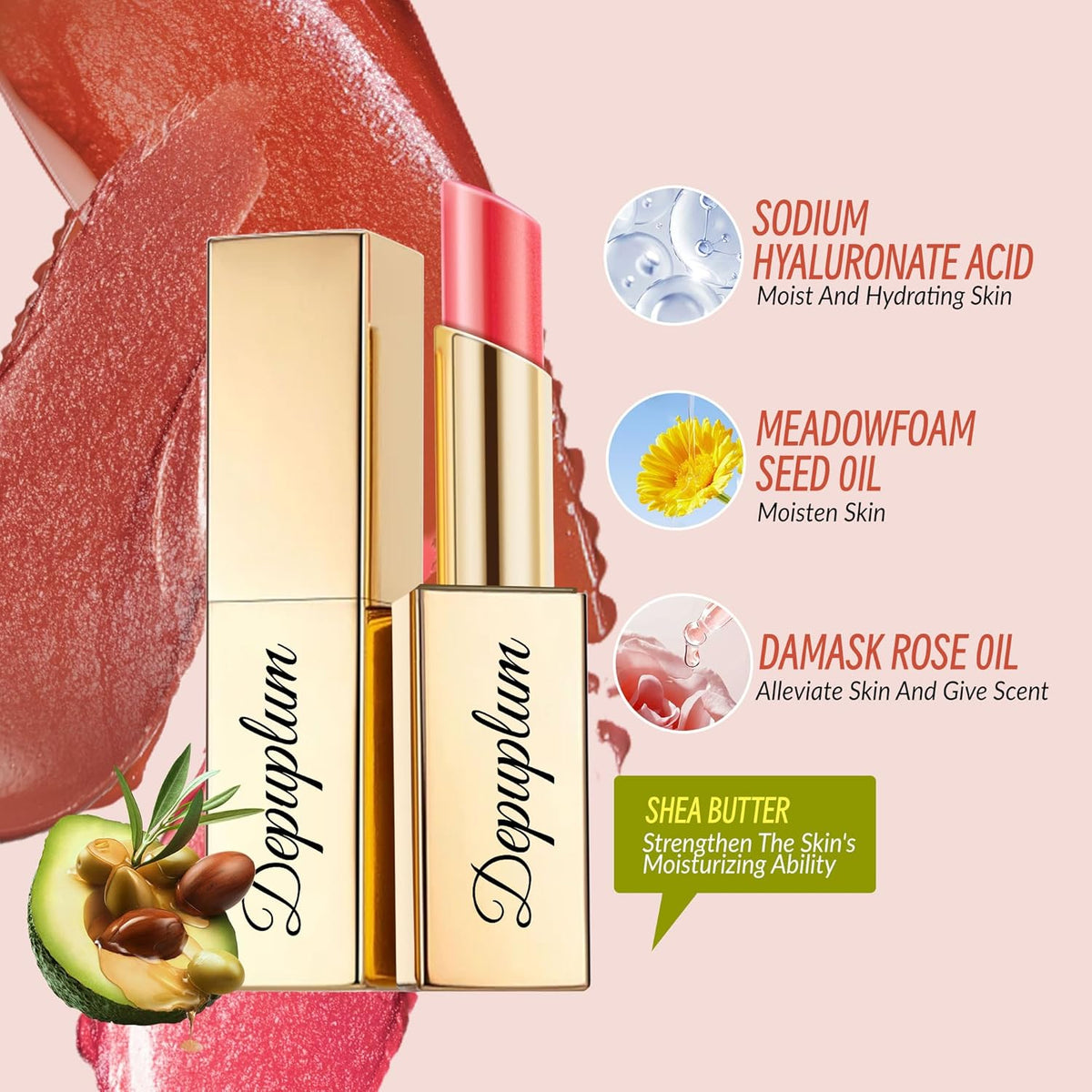 Nude Pink Lipstick Moisturizing for Women Shimmer Tinted Lip Balm Hydrating Nourishing Lip Gloss Vegan& Cruelty Free Lip Makeup, ZG114 New Moon