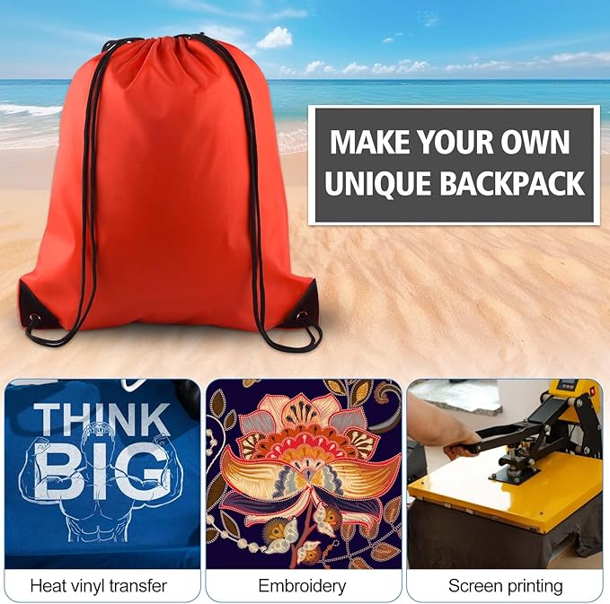 KUUQA 25Pcs Drawstring Backpack Bags String Backpack Sport Bag Sack Cinch Tote Gym Backpack Bulk for Gym Sport Traveling，Red