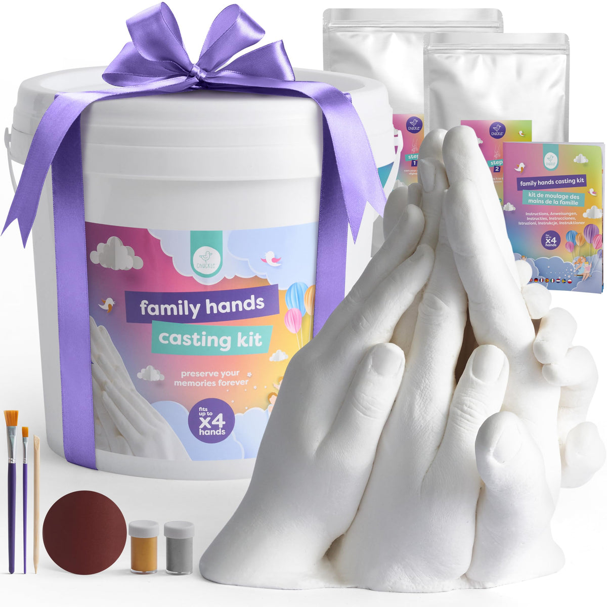 chuckle - Holding Hand Casting Kit for Couples with Base & Paints, Hand Sculpture Hand Molding Kit, Hand Mold Kit Couples Activities - Gift for Fathers Day, Women for Wedding, Anniversary, Valentines