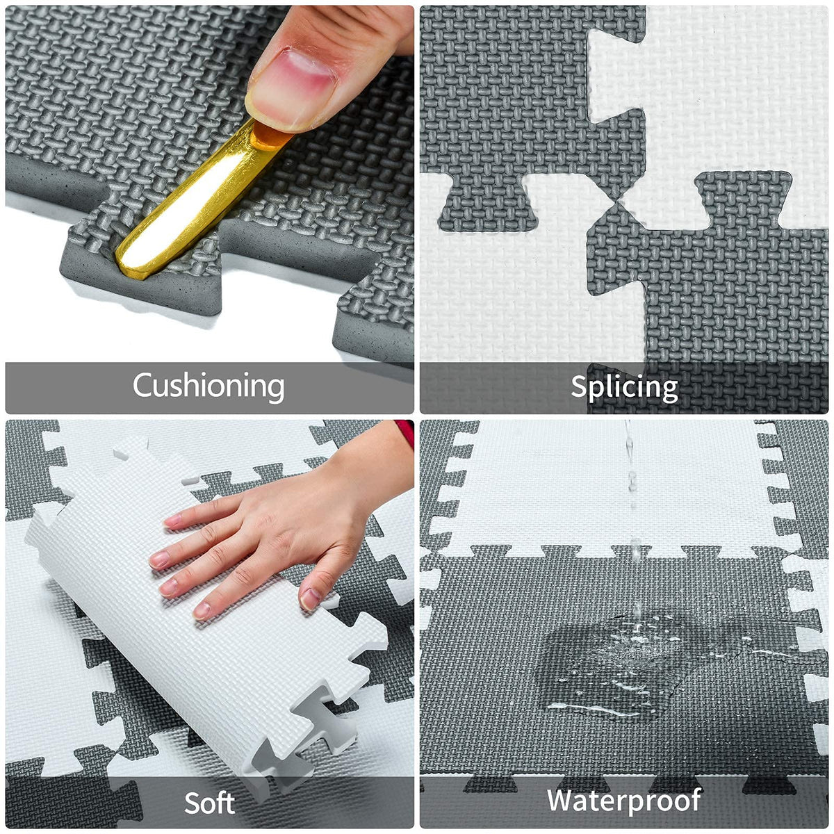 qqpp EVA Rubber 18 Tiles Interlocking Puzzle Foam Floor Mats - Baby Play Mat for Playing | Exercise Mat for Home Workout. Beige. QC-Jb18N