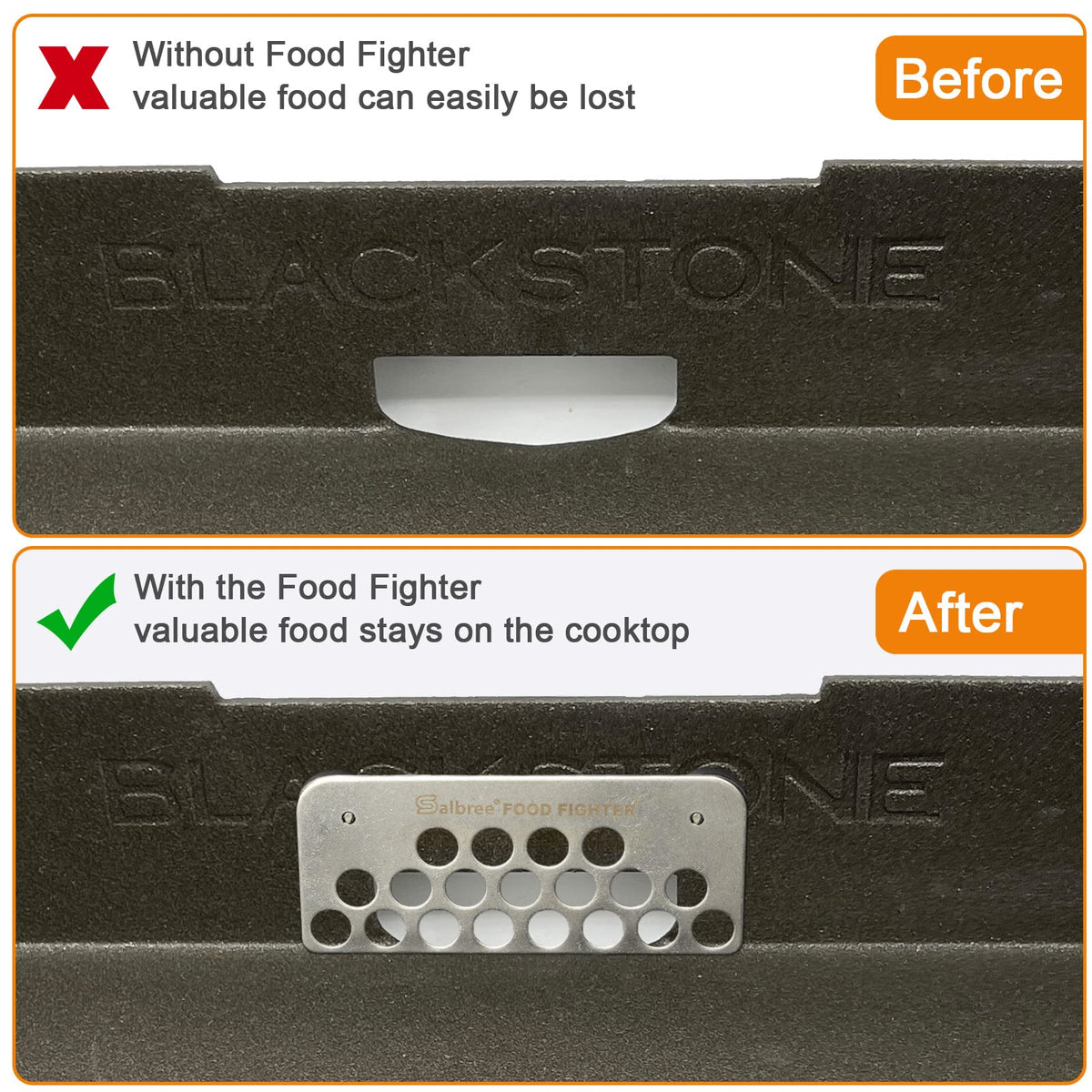 Salbree Food Fighter Mesh Screen Grease Gate Blocks Foods from Falling into Rear Grease Trap Cup Tray & Compatible with All Blackstone Griddle Goalie Accessories, Universal Fit All Black Stone Grills