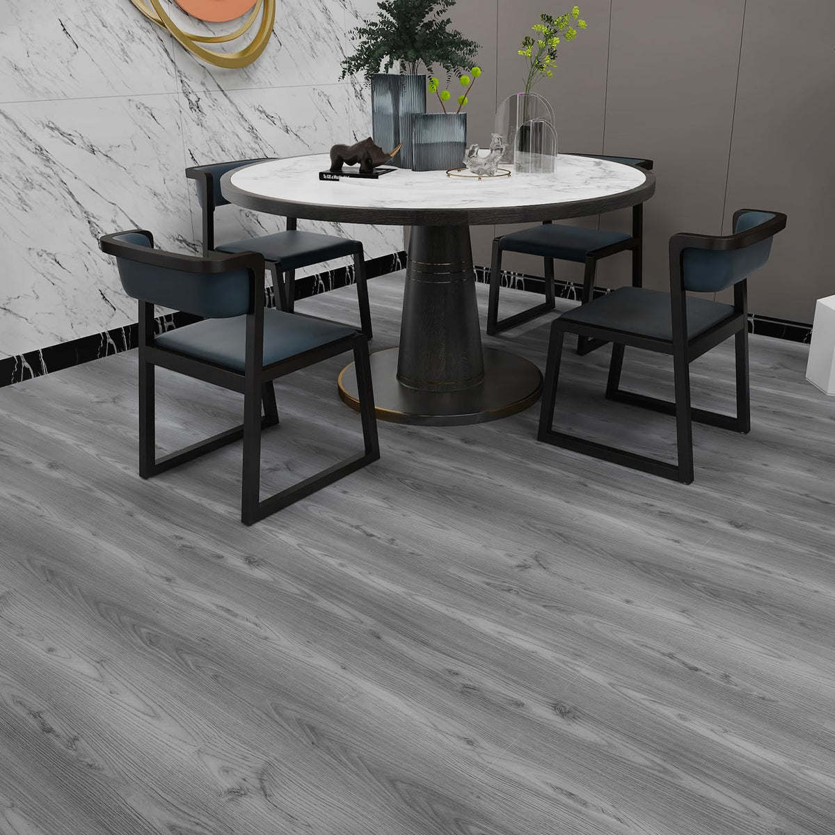 Grey Wood Peel and Stick Floor Tile, 36 Pack 54 Sq.Ft,(NO Sticky Residue Left) Vinyl Flooring Tiles Wood Plank, Self-Adhesive DIY Flooring for Bathroom,Bedroom, Living Room, (36" x 6") Nature Grey