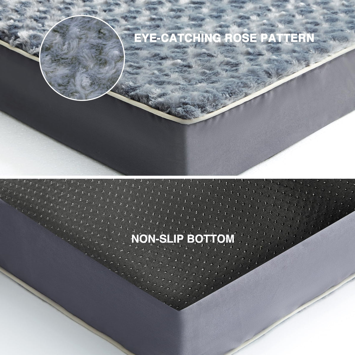 WESTERN HOME WH Dogs Beds for Medium Large Dogs, with Removable Washable Cover, Egg Crate Foam Dog Beds Large Sized Dog Waterproof Pet Bed Mat, Non-Slip Bottom