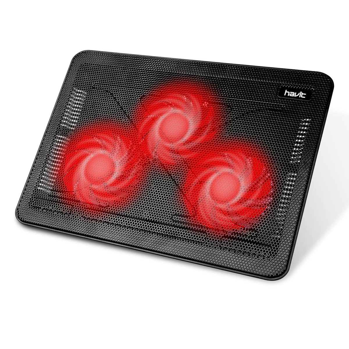 havit HV-F2056 15.6"-17" Laptop Cooler Cooling Pad - Slim Portable USB Powered (3 Fans), Black/Blue