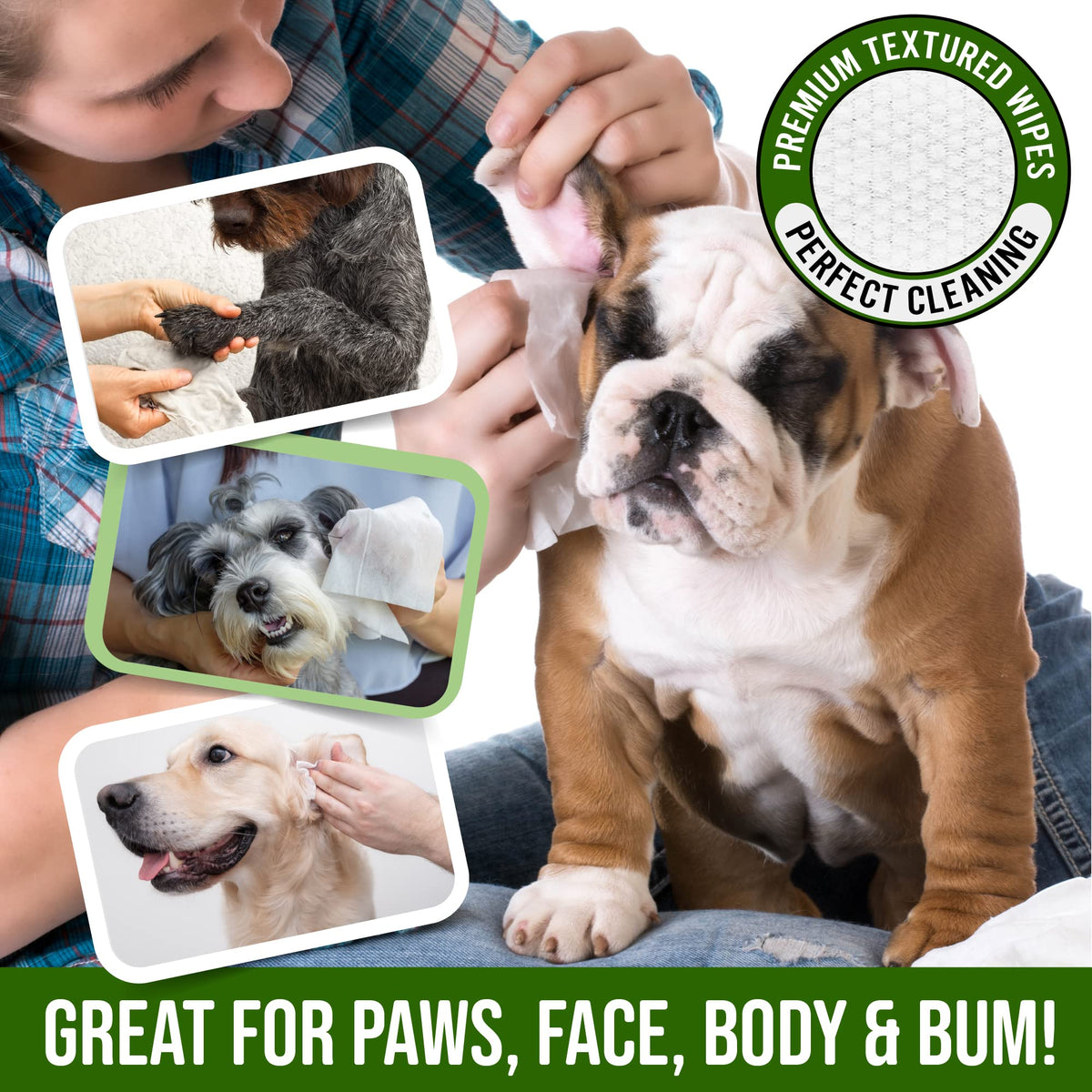 Petazy Dog Wipes for Paws and Butt Ears Eyes | Organic Pet Wipes for Dogs | Hypoallergenic Lavender Scented Dog Wipes Cleaning Deodorizing | Extra Thick Plant Based Wipes Dogs Cats Pets | 100 Count