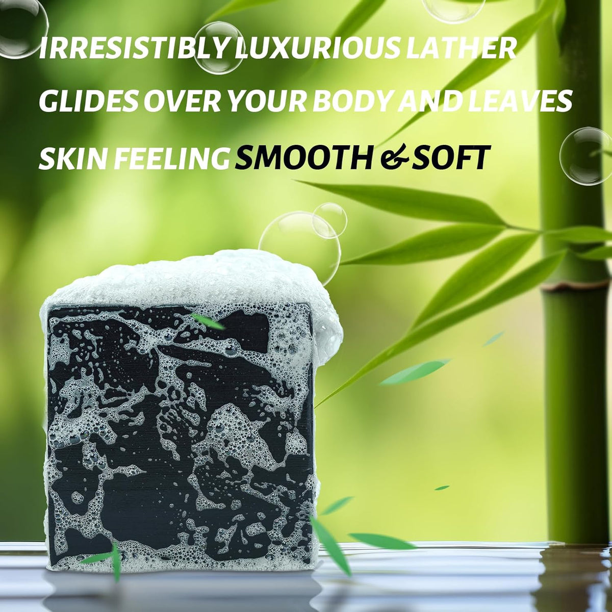 3 Pack Natural Activated Charcoal Soap Bar Black Soap for Face & Body Cleanse, Handmade Bamboo Charcoal Soap with Coconut Oil, Gentle Cleanser Soap for Men Women All Skin Types