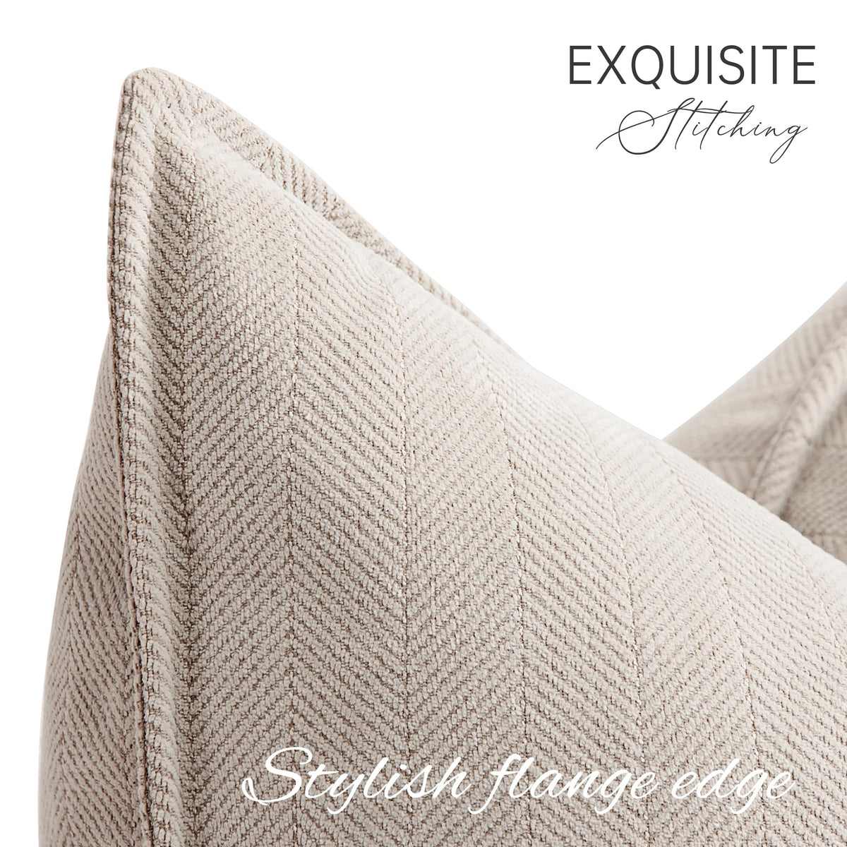 ZWJD Beige Pillow Covers 24x24 Set of 2 Chenille Throw Pillow Covers with Elegant Design Soft and Luxurious Decorative Throw Pillows for Couch, Bed, and Home Decor