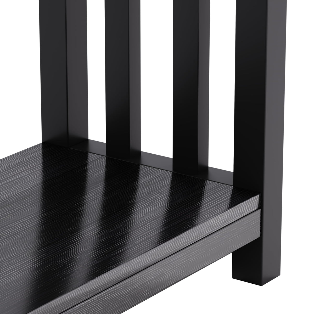 ChooChoo Mission End Tables Set of 2, Narrow Side Tables for Small Spaces, Night Stands with Storage Shelf for Living Room and Bedroom, Black
