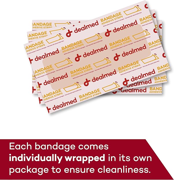 Dealmed Fabric Flexible Adhesive Bandages – 100 Count (3 Pack) Bandages with Non-Stick Pad, Latex Free, Wound Care for First Aid Kit, 2" x 4"
