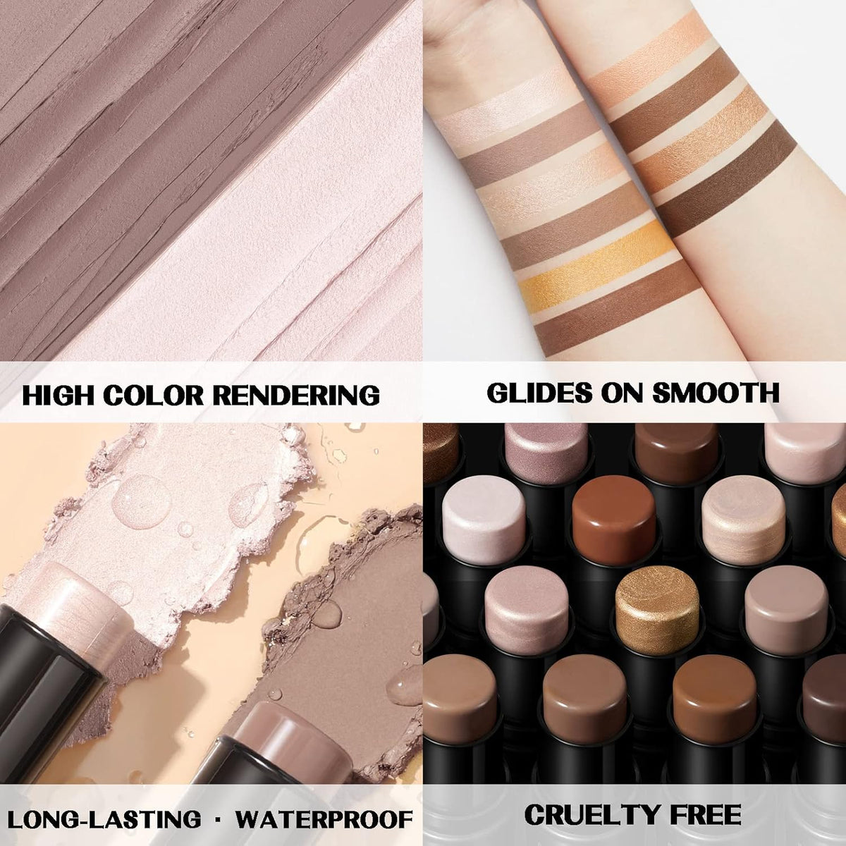 FOCALLURE 2 Pcs Mineral Cream Contour Stick,Moisturize Highlighter and Bronzer Pen,Non Stick Face Brightens & Shades Pencil,Long Lasting & Smooth Gliding Face Illuminator Makeup,Fair-light
