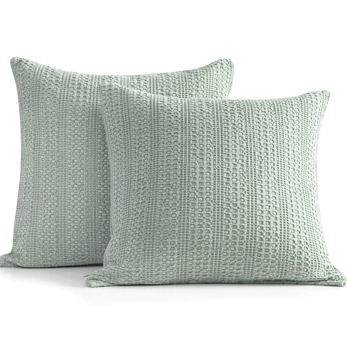 COCOPLOCEUS Sage Green Pillow Covers 18x18 Boho Throw Pillow Covers Set of 2 Decorative Pillow Shams Stone Washed Cotton Pillowcase for Couch Sofa Chair Bed Car