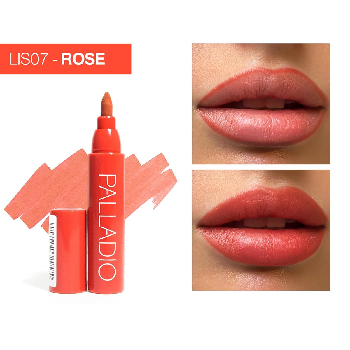 Palladio Lip Stain, Hydrating and Waterproof Formula, Matte Color Look, Longlasting All Day Wear Lip Color, Smudge Proof Natural Finish, Precise Chisel Tip Marker, Rose
