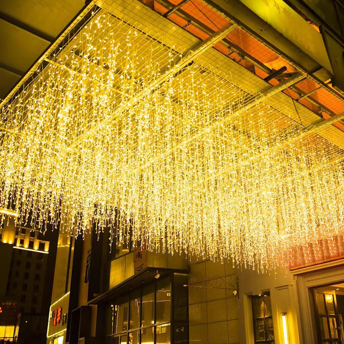FATONESA LED Icicle Christmas Lights, 16.4FT 216 LEDs Fairy Extendable Curtain 8 Modes Dangling Twinkle Novelty Hanging String Lights for Ceiling Garden Party Decorations, Warm White 5M