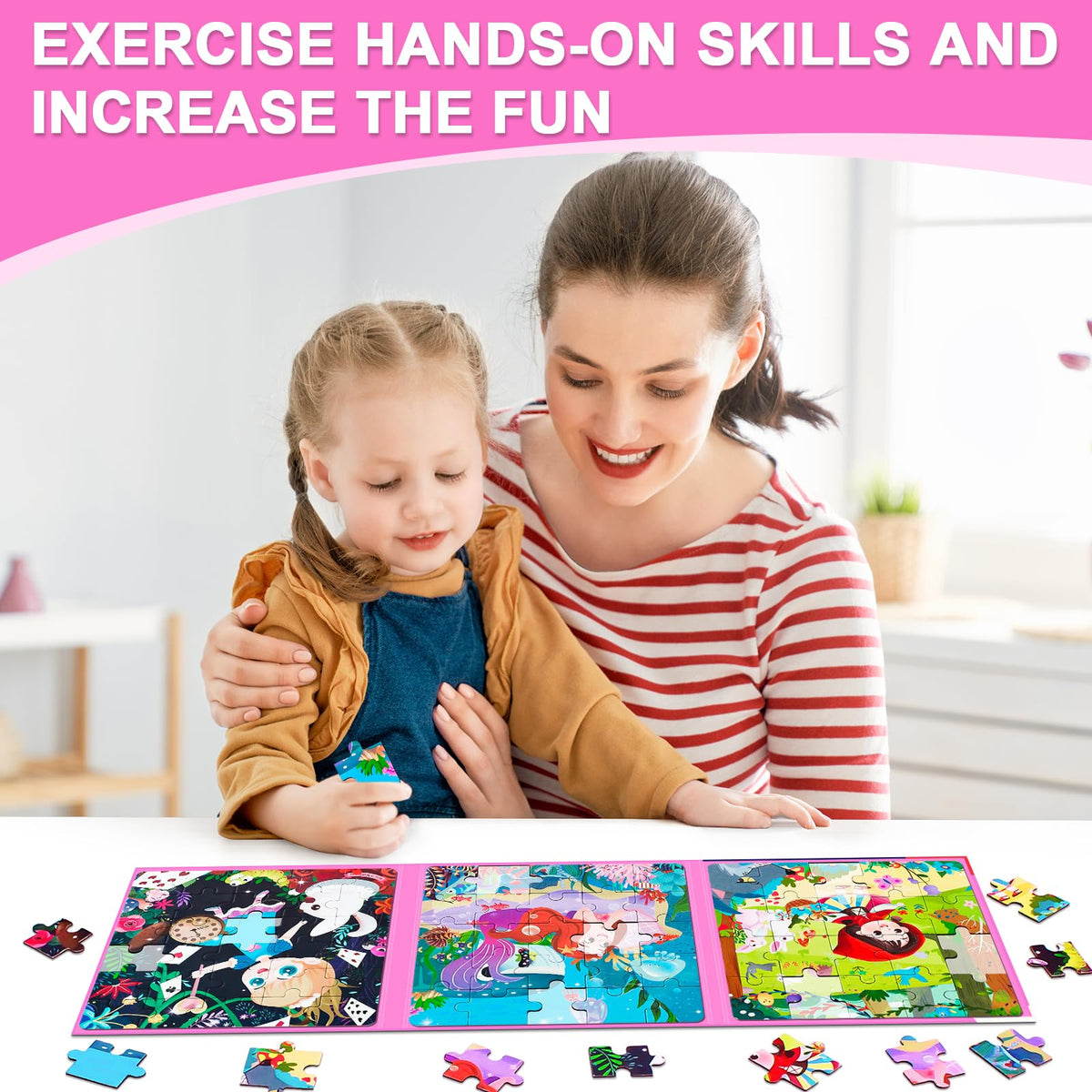 Magnetic Puzzles for Kids Ages 3-5, 3 in 1 Toddler Fairy Jigsaw Puzzle Book, Kids Travel Puzzles Toys, Preschool Learning Toy for Kids 3-8 Year (Fairy Tales)