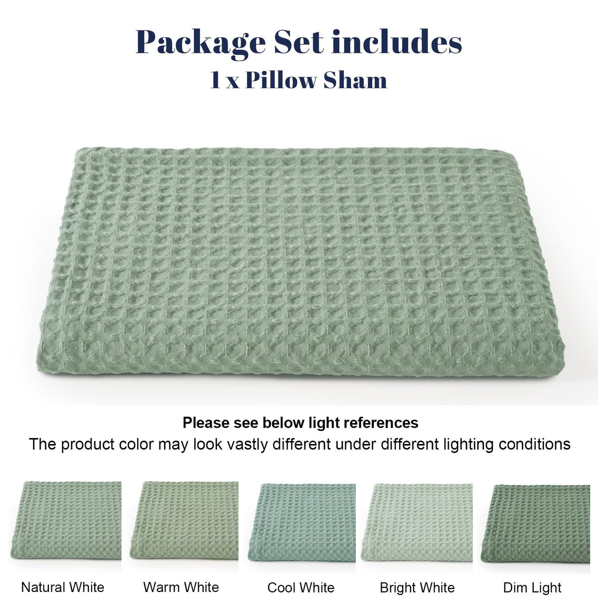 PHF Ultra Soft Waffle Body Pillowcase, Sage Green, 20" x 54", Polyester, Breathable, Skin-Friendly, Zipper Closure