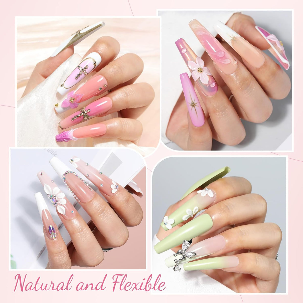 UNA GELLA Extra Long Coffin Nail Tips No C Curve 504PCS XXL Coffin Nails Half Cover Long Coffins Gel Nails Tips Clear Fake False Nails Long Gel Extensions for Nail Art Salon Home DIY No Need File