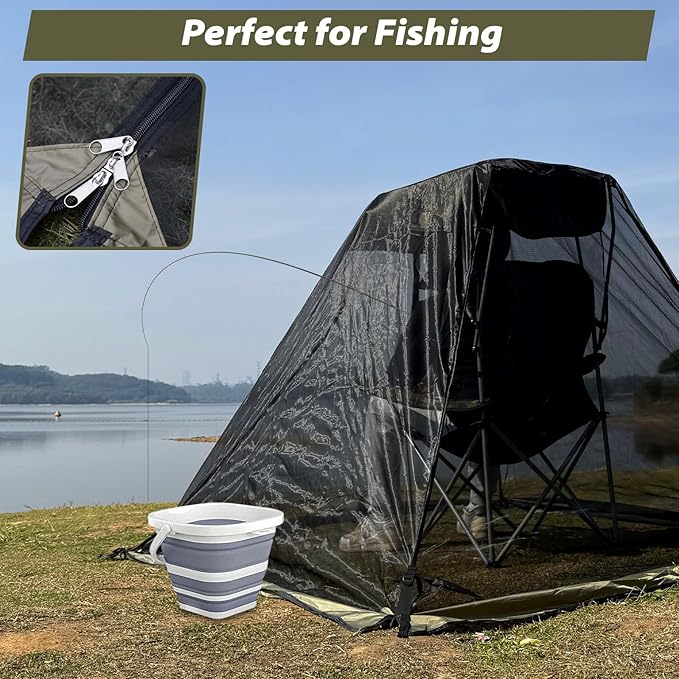 GEERTOP Portable Ultralight Mosquito Net for Camping Chairs with Canopy Shade, Mesh Screen with Zipper – Backpacking Hiking Hunting Fishing