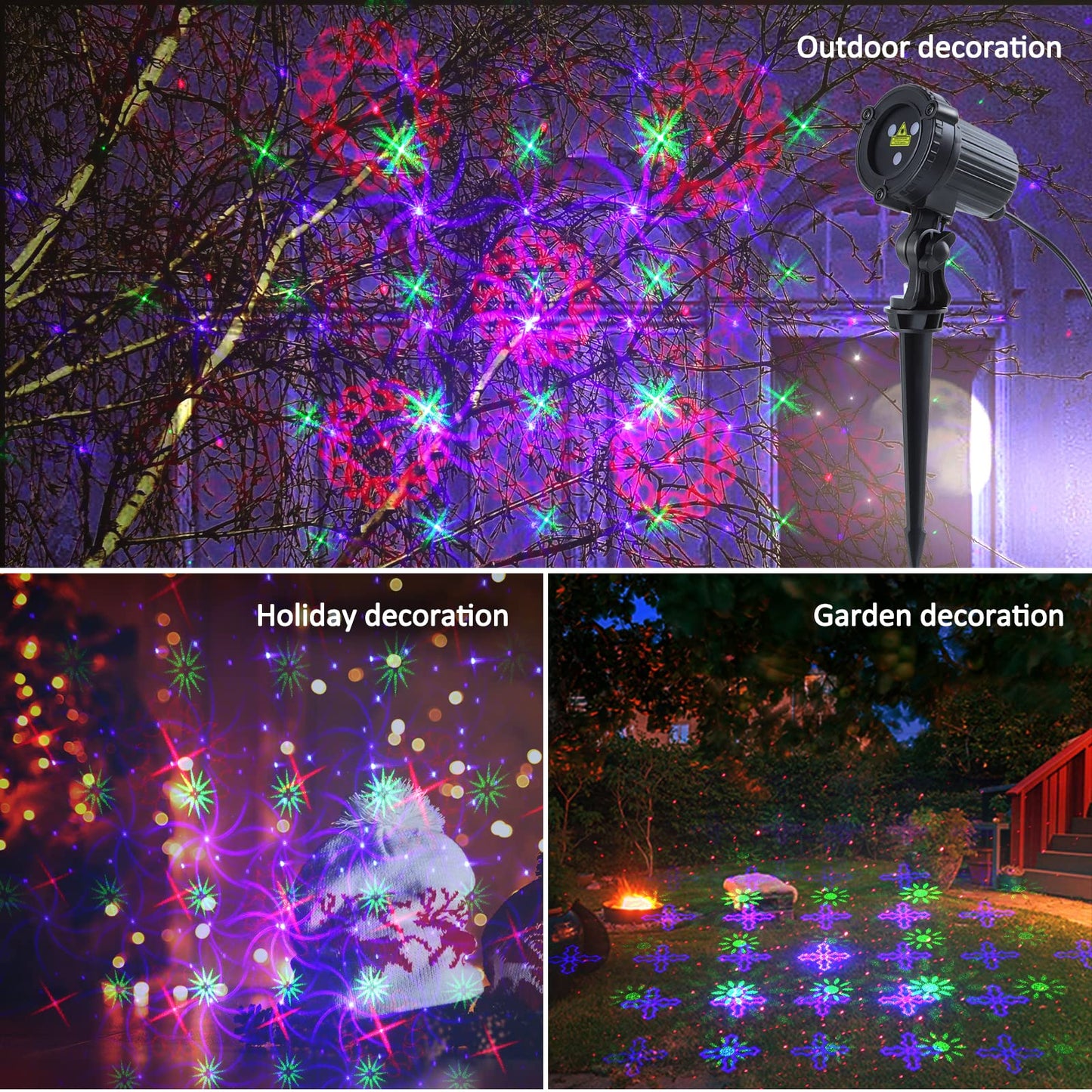 MHAZDZE Outdoor Laser Christmas Projector Lights 18 Pattern Decorative Laser Projector for Home and Garden