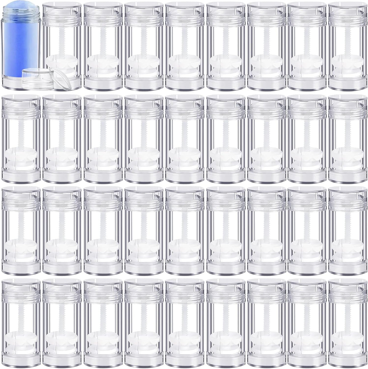 36 Pcs Empty Deodorant Containers Clear Plastic Twist up Filling Stick Round Bottomfill Lip Balm Tubes Refillable Deodorant Bottles for DIY Homemade Crayon Lipstick (30 ml)
