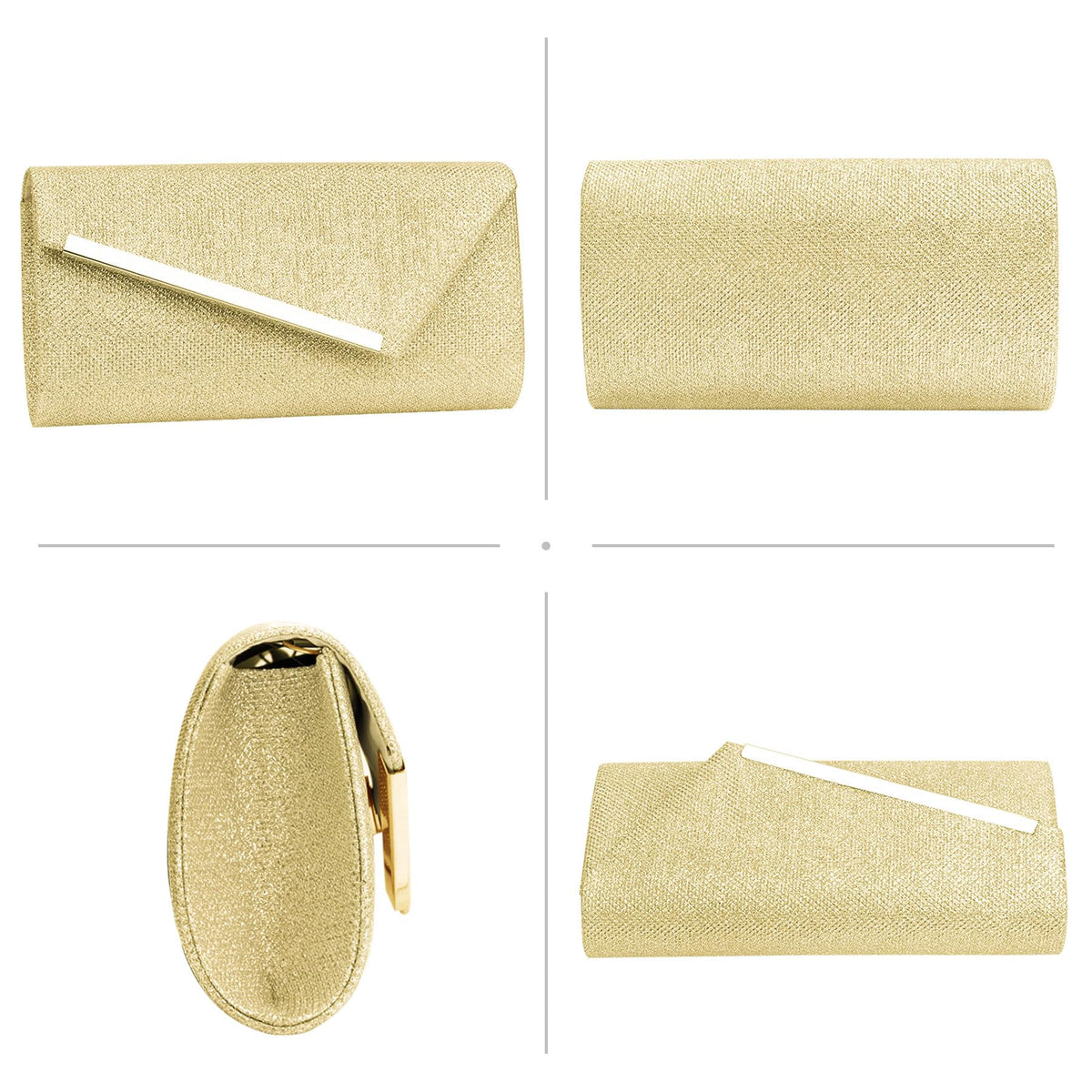 Larcenciel Glitter Evening Bag, Gold Envelope Clutch Purses for Women, Formal Ladies Sequin Handbag Crossbody Shoulder Wallet Perfect for Wedding, Guest Party, Prom, Cocktail, Date Night,9×4.7×2in