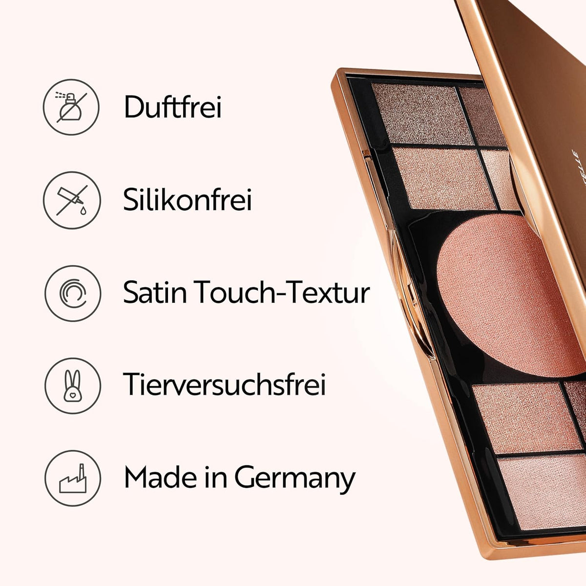 M. Asam Magic Finish Elegant Vibes Palette (8 x 0.03 oz + 1x 0.14g) - Eye Shadow Palette, 8 Harmonizing Eyeshadow Shades & Blush, High Color Payoff, Satin-touch Texture, Enriched With Vitamin E
