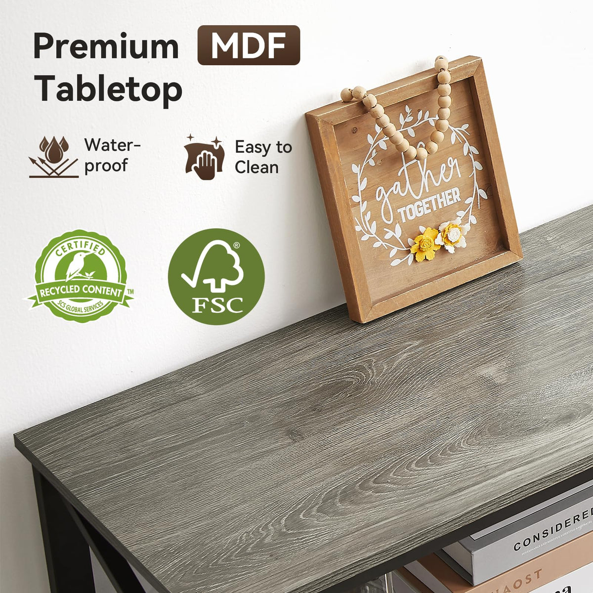 BedsPick 45.3" Buffet Cabinet with Storage, Farmhouse Sideboard Cabinet with Wine Glass Rack, Kitchen Accent Coffee Bar with Adjustable Shelf for Dining Living Room (Grey)