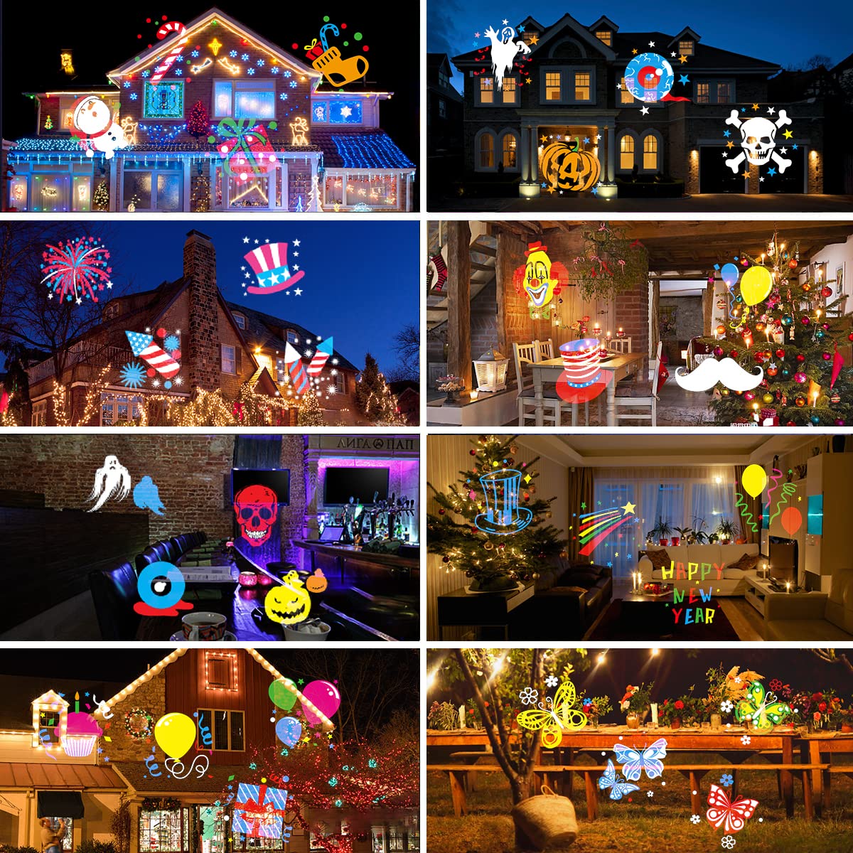 Holiday Projector Light Outdoor,Christmas Halloween Projector Lights with Remote Control,Timer,16 HD Slides,LED Waterproof Landscape Light for Party,Wedding,Christmas,Patio and Yard