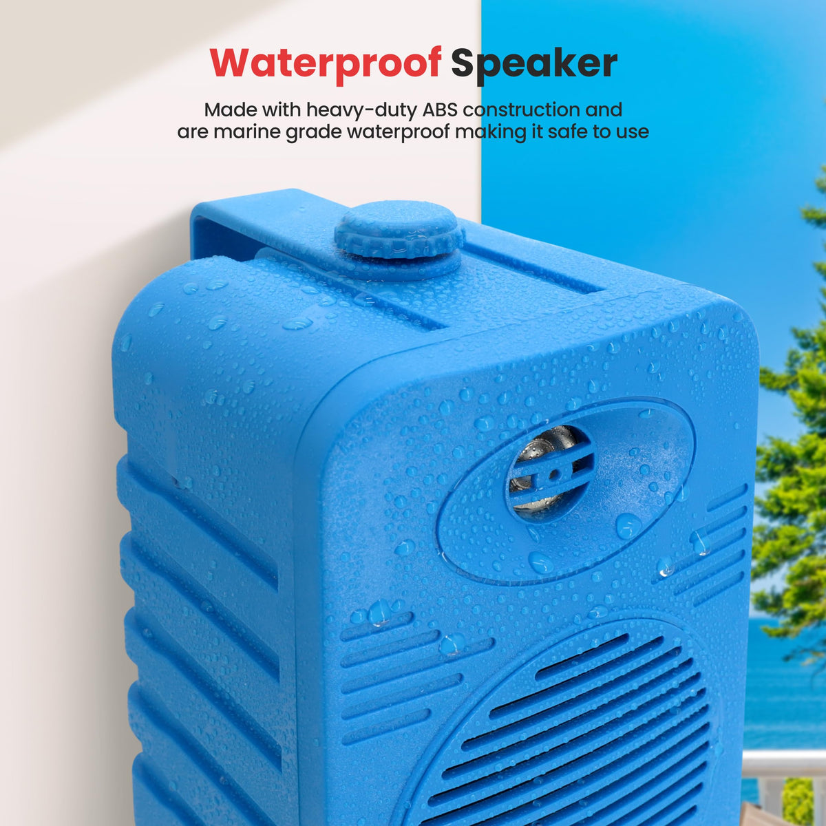 Pyle 300 Watt Bluetooth Indoor Outdoor Speakers Pair - Dual Waterproof 4” 2-Way Full Range Speaker System w/ 1/2” High Compliance Polymer Tweeter | Home, Boat, Marine, Deck, Patio, Poolside (Blue)