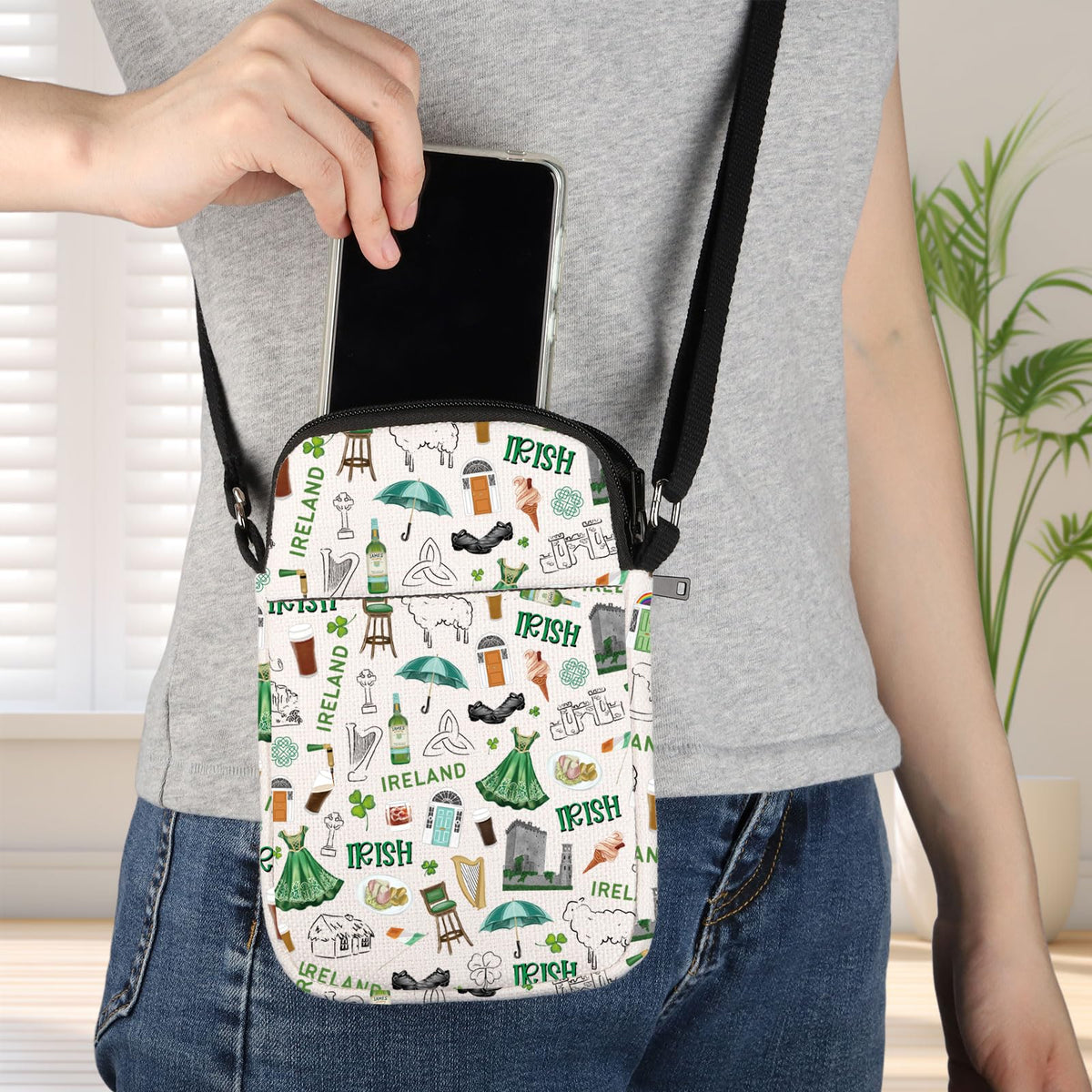 JNIAP Irish Crossbody Bag Ireland Travel Gift Ireland Themed Gifts Ireland Crossbody Purse Irish Travel Purse (Ireland cb)