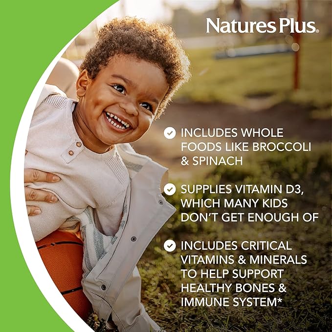 Natures Plus Animal Parade Children's Chewable Multivitamin - Grape Flavor - 90 Animal-Shaped Tablets - Promotes Health & Well-Being - Vegetarian, Gluten Free - 45 Servings
