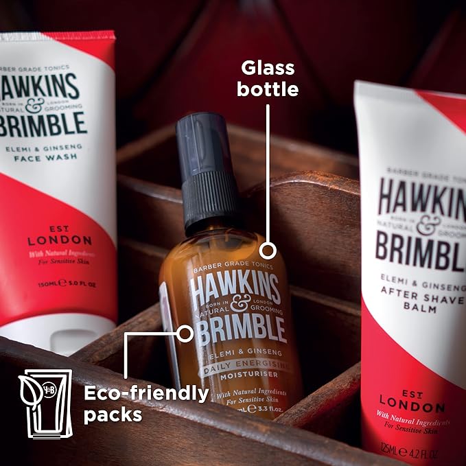 Hawkins & Brimble - Mens Face Moisturiser, 100ml - Daily Energising Face Moisturiser for Dry Skin, Hydrating & Sensitive Skin with Natural Ingredients - No Parabens/Animal Testing