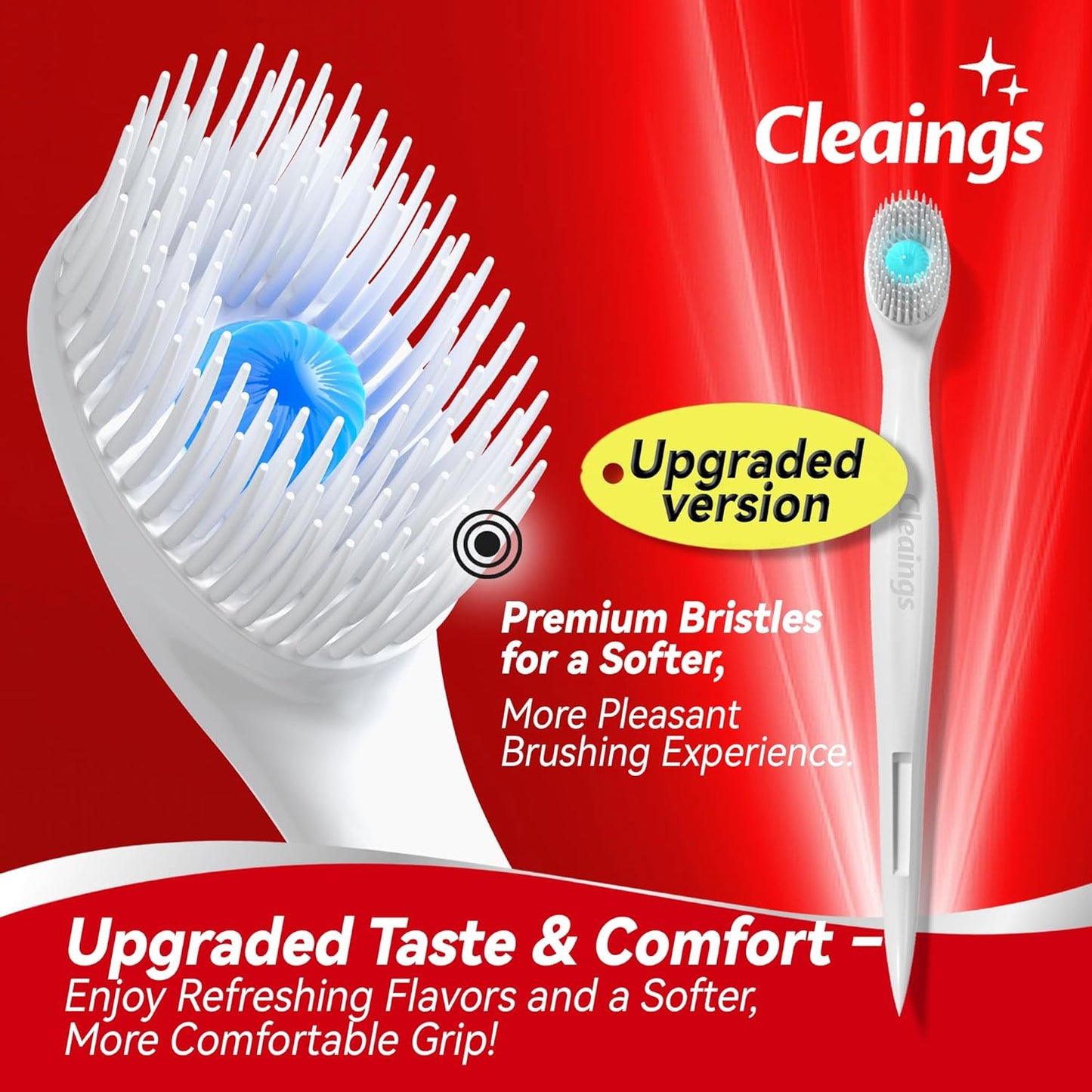 cleaings® Mini Disposable Toothbrush Set with Toothpaste – Travel Essentials, Portable Toothbrush for Women & Men, Camping, Road Trip, Vacation, 24 Count-Ice Strawberry Flavor（Pack of 5）