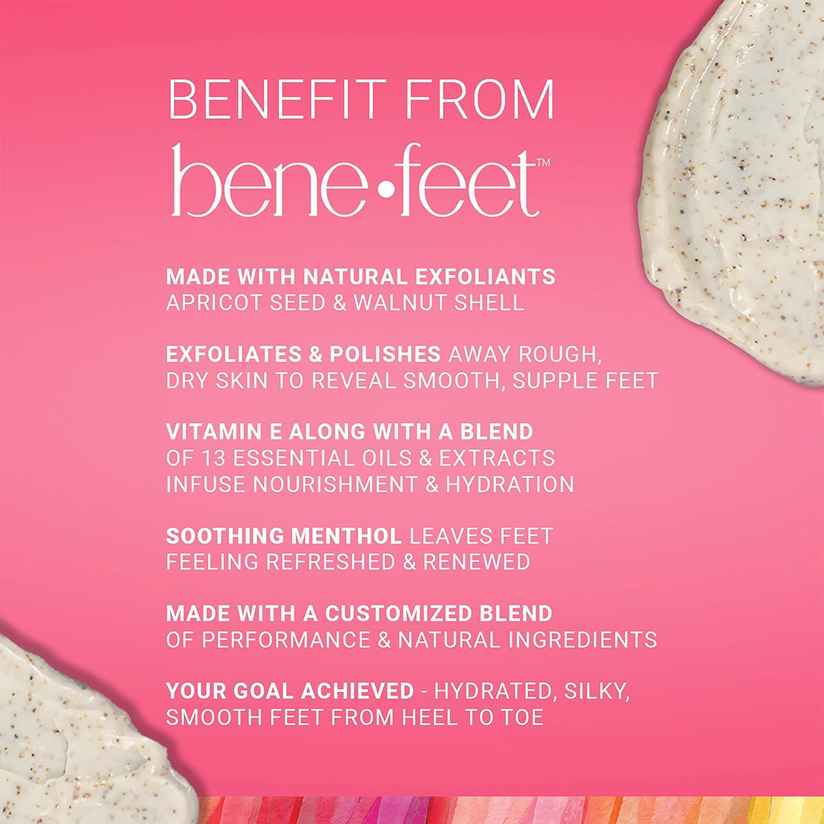 Benefeet Scrub-A-Dub Cooling Foot Scrub - Exfoliates + Refreshes Dry + Dull Skin, Get Smoother Skin from Heel to Toe, Made w/Vitamin E, Apple Cider Vinegar, Walnut Shell + Apricot Seed, 4 oz (2 Pack)