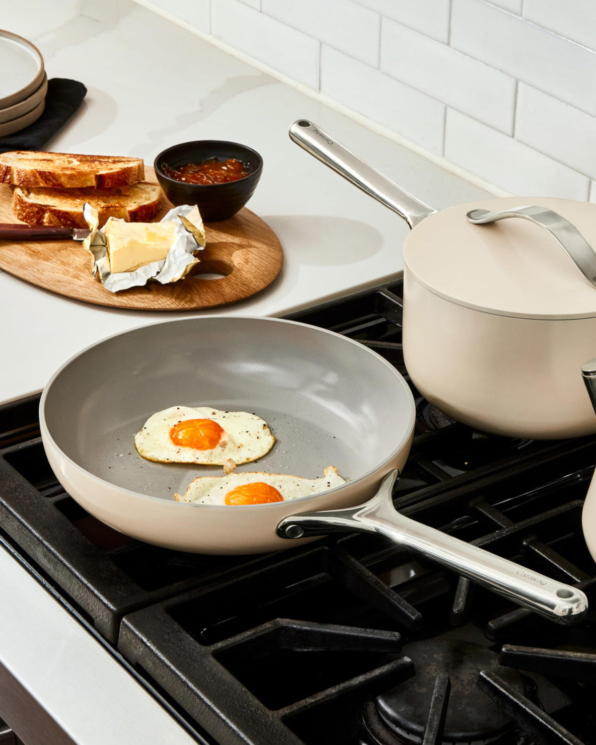 Caraway Nonstick Ceramic Frying Pan (2.7 qt, 10.5") - Non Toxic, PTFE & PFOA Free - Oven Safe & Compatible with All Stovetops (Gas, Electric & Induction) - Marigold