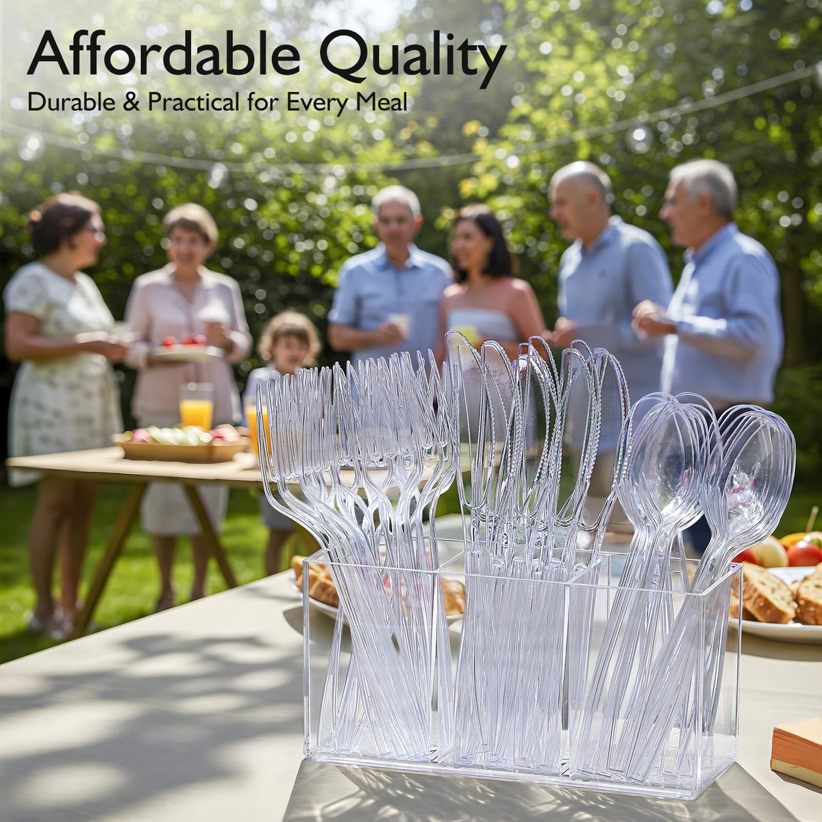 [100 Count] Clear Plastic Spoons Heavy Duty, Premium Disposable Spoons, Durable Plastic Cutlery for for Parties, Picnics, Big Event, Daily Use - Heat Resistant & BPA Free - Clear