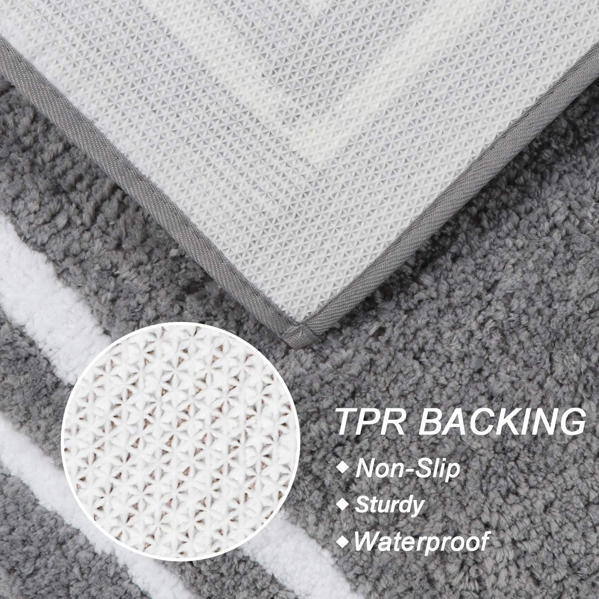 Uphome Bathroom Runner Rug, 18x47 Modern Gray and White Long Bathroom Rug Non Slip Washable, Soft Microfiber Absorbent Bath Mat Runner for Tub, Shower, Floor, Sink