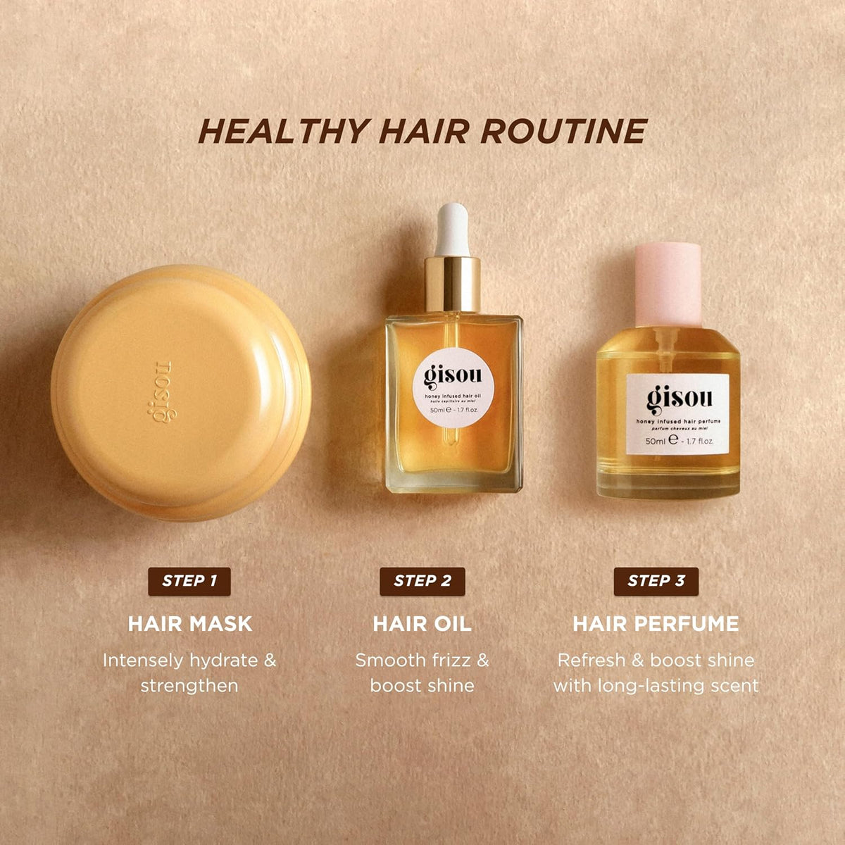 Gisou Honey Infused Hair Perfume Floral Edition - Wild Rose, A Wild Elegant Fragrance with a Romantic and Sensual Scent, Nourishing and Hydrating Hair Shine Spray (1.7 fl oz)