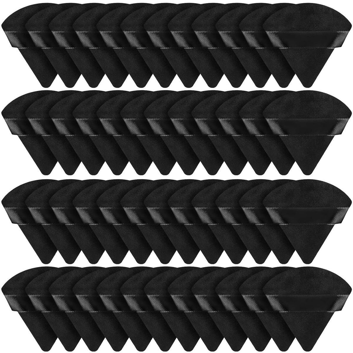 Suclain 48 Pcs Velour Triangle Powder Puff Soft Velour Makeup Puff for Face Powder Makeup Triangle Sponges for Wet and Dry Cosmetic Foundation Loose Mineral Body Makeup Tool(Black)