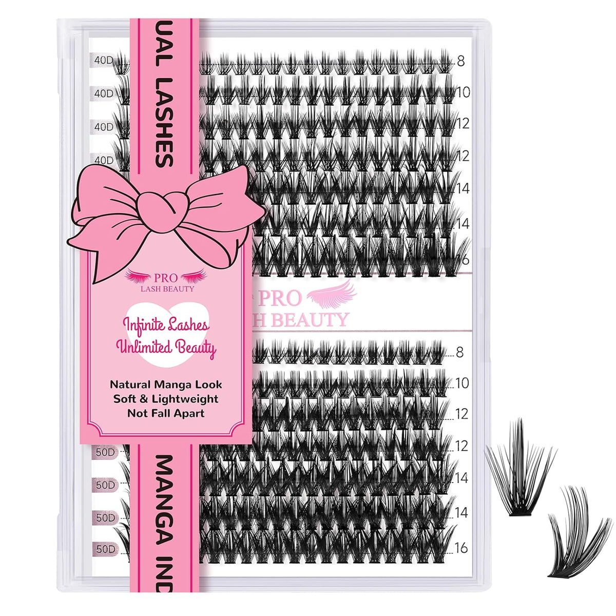 280 Pcs Individual Lashes 40D+50D Mixed Lash Clusters Devil Style Lashes That Look Like Eyelash Extensions Wispy Lashes DIY Individual Lashes At Home (40D+50D-C-8-16mix,Manga)
