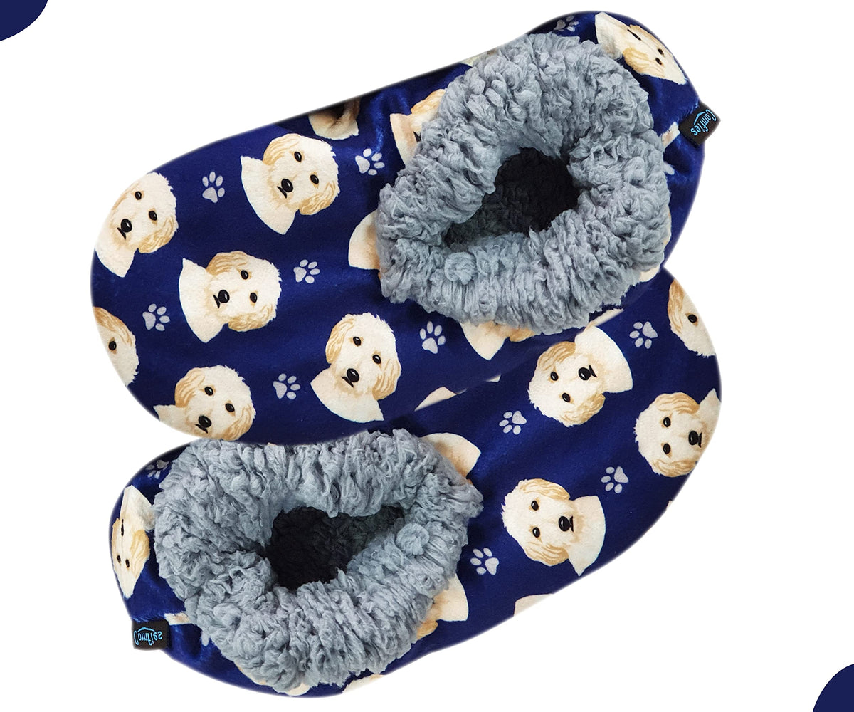 Goldendoodle Super Soft Slippers - E&S Pets - Goldendoodle Gifts - Cozy House Slippers - Non Skid Bottom - One Size Fits Most - Sherpa slipper - Pet Lover Gifts For Men And Women
